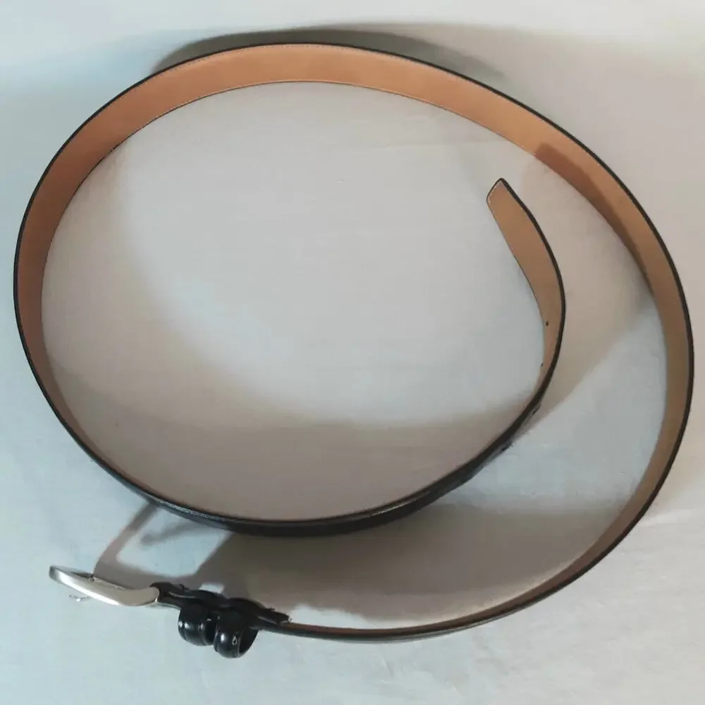 💎Mens Basic Black Mixed Leather & Synthetic Belt 46/48 Waist Double Loops
